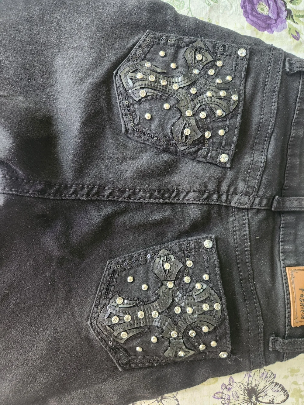 Studded Black Teen Girls Jeans